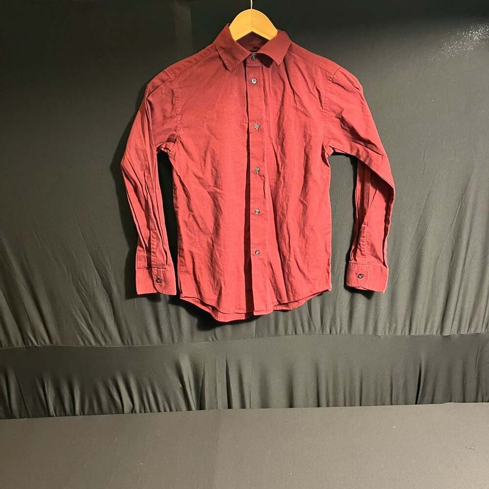 Chaps Button-Down Long Sleeve Shirt Red Boys Medium 10-12